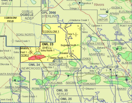 Map of oilfield